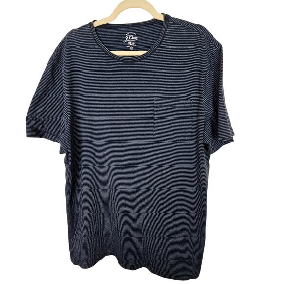 J Crew T-Shirt Striped T-Shirt Men XLT Blue Short Sleeve T-Shirt Men Casual - Picture 1 of 7